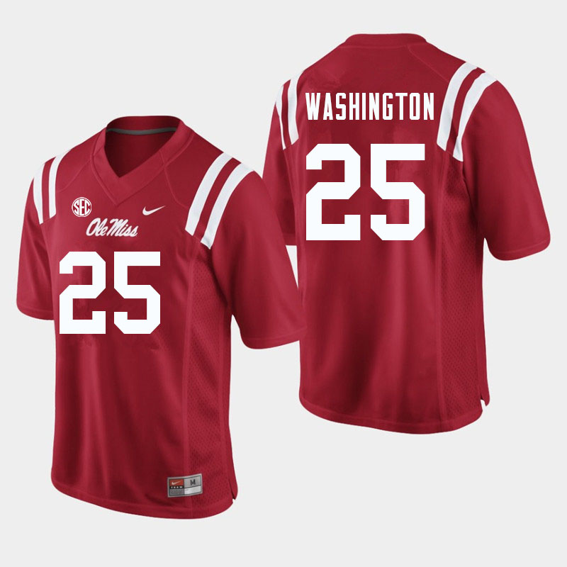 Men #25 Trey Washington Ole Miss Rebels College Football Jerseys Sale-Red